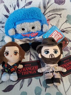 STRANGER THINGS Collectible Jazwares Chibi Plush Lot, ELEVEN, JIM HOPPER, WSQK